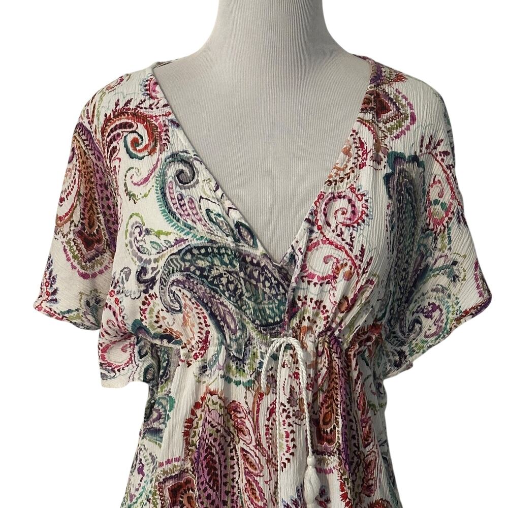 Lauren Ralph Lauren Paisley Cover Up Dress Womens Medium Empire Waist Gauze - Picture 3 of 8